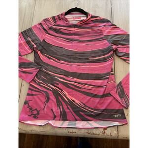 Terry Precision Soleil Pink Gray Swirl Cycling Jersey Women's Sz XXL Long Zipper